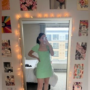 Zara cute lime green gingham dress